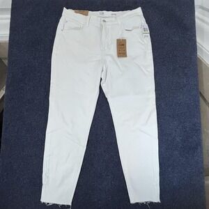 Kensie Kelsey Jeans Womens 14/32 White High Rise Skinny Raw Hem Stretch NWT